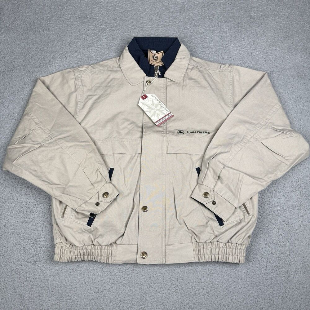 VTG John Deere Jacket Mens Large Beige Swingster Destinations‎ NWT Workwear Farm